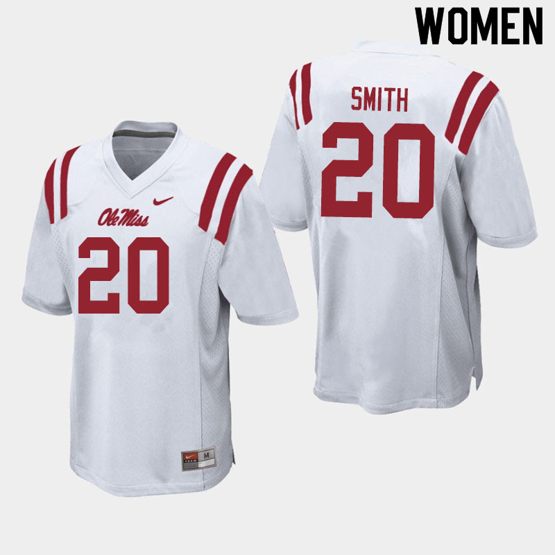 Keidron Smith Ole Miss Rebels NCAA Women's White #20 Stitched Limited College Football Jersey DOX0158DB